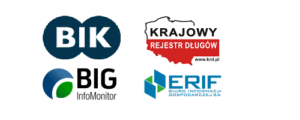 Logotypy: BIK, KRD, BIG InfoMonitor oraz ERIF