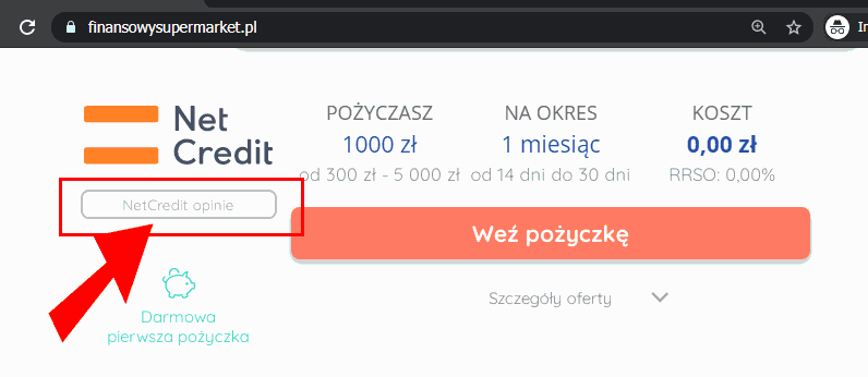 Przycisk opinie na FinansowySupermarket.pl