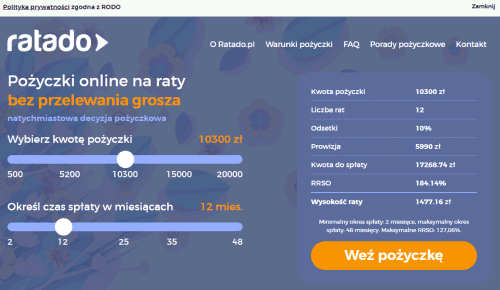 Pożyczka RATADO ratalna online