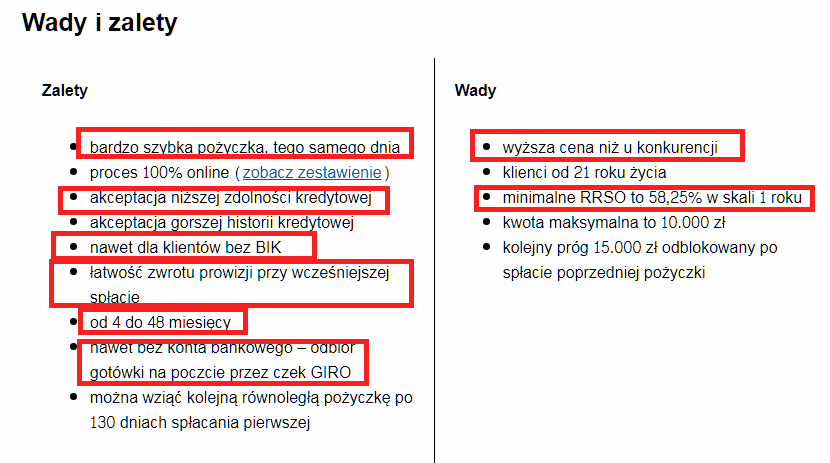 Wady i zalety pożyczki Supergrosz z Neotis