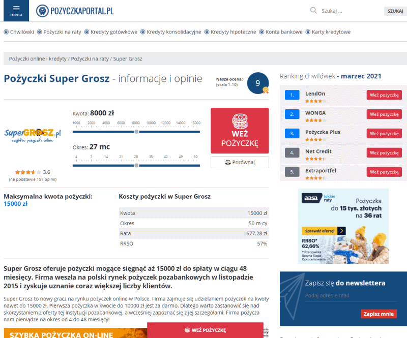 Supergrosz z Pożyczka Portal