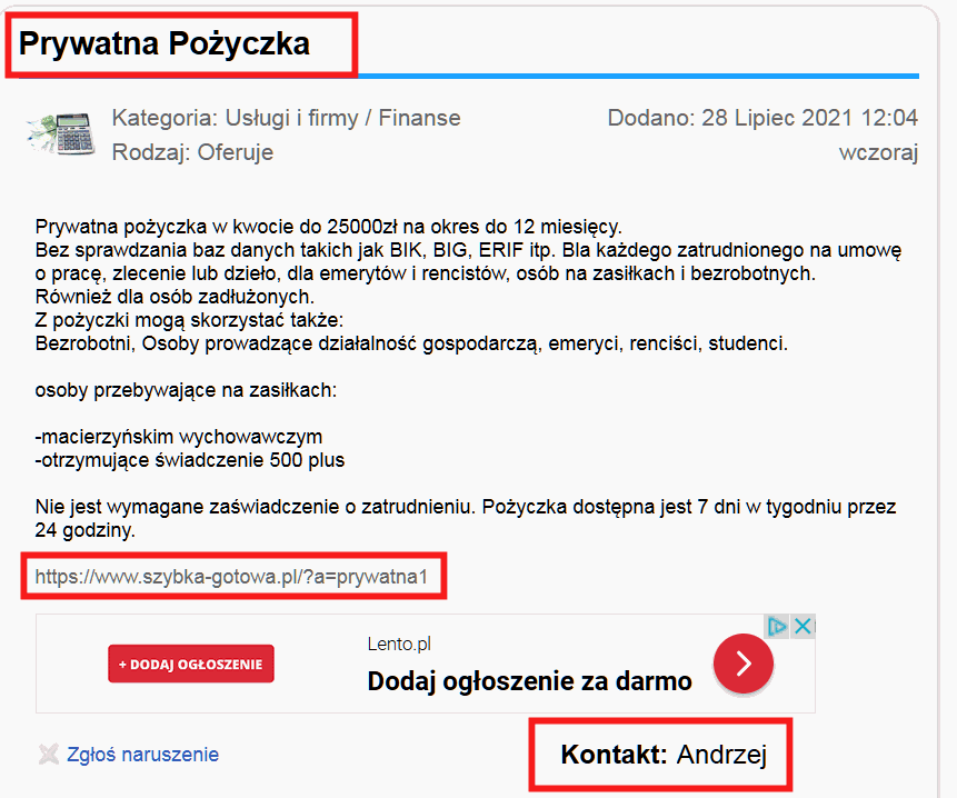 Tym razem Andrzej jest kontaktem prywatnym