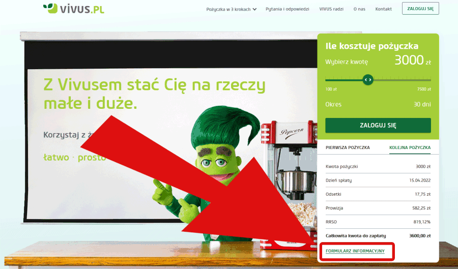 Jak dostać się do Formularza Informacyjnego na stronie vivus.pl