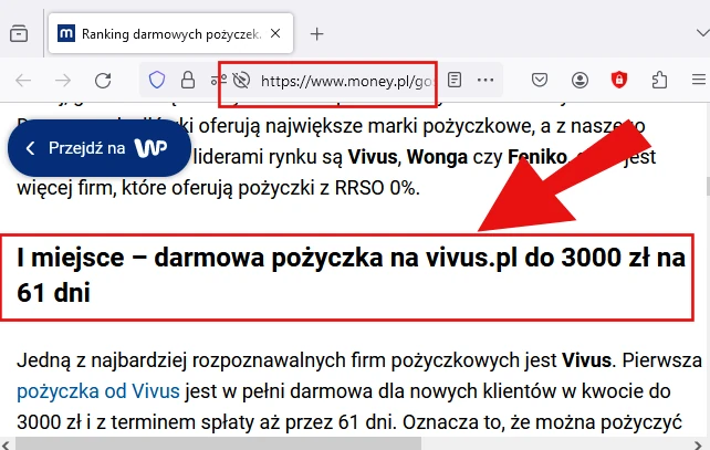 Vivus wygrywa sponsorowany przez siebie ranking darmowych chwilówek Money