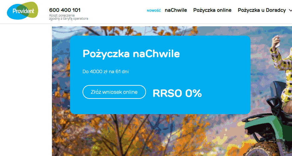 Darmowa chwilówka w Provident